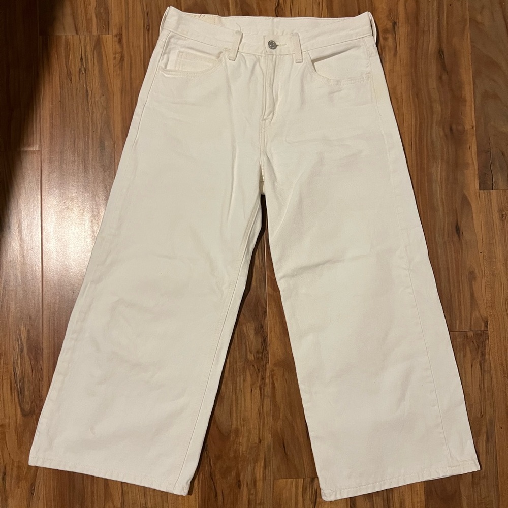 White High Rise Levi Wide Leg Jeans